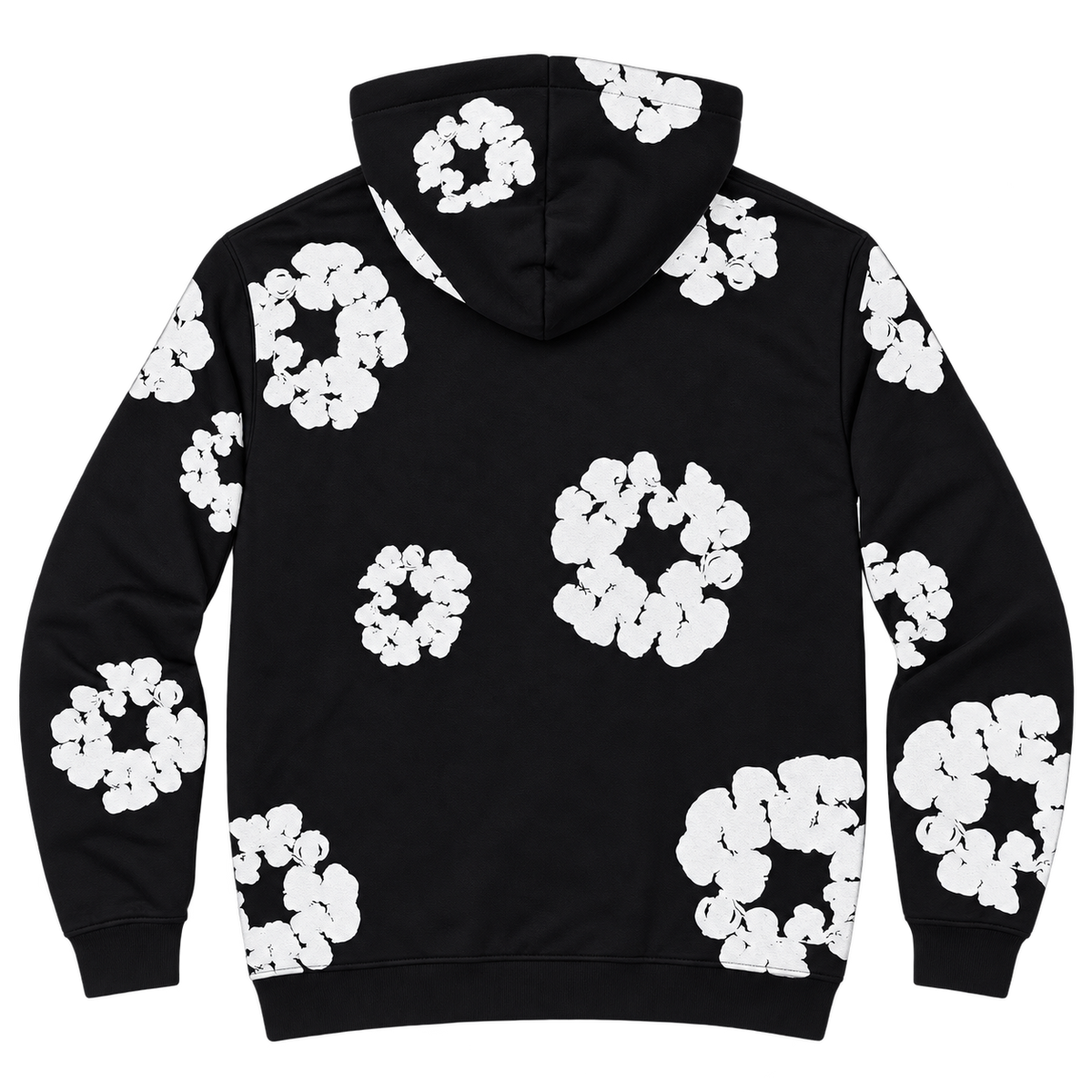 Cotton Wreath Hoodie – Black