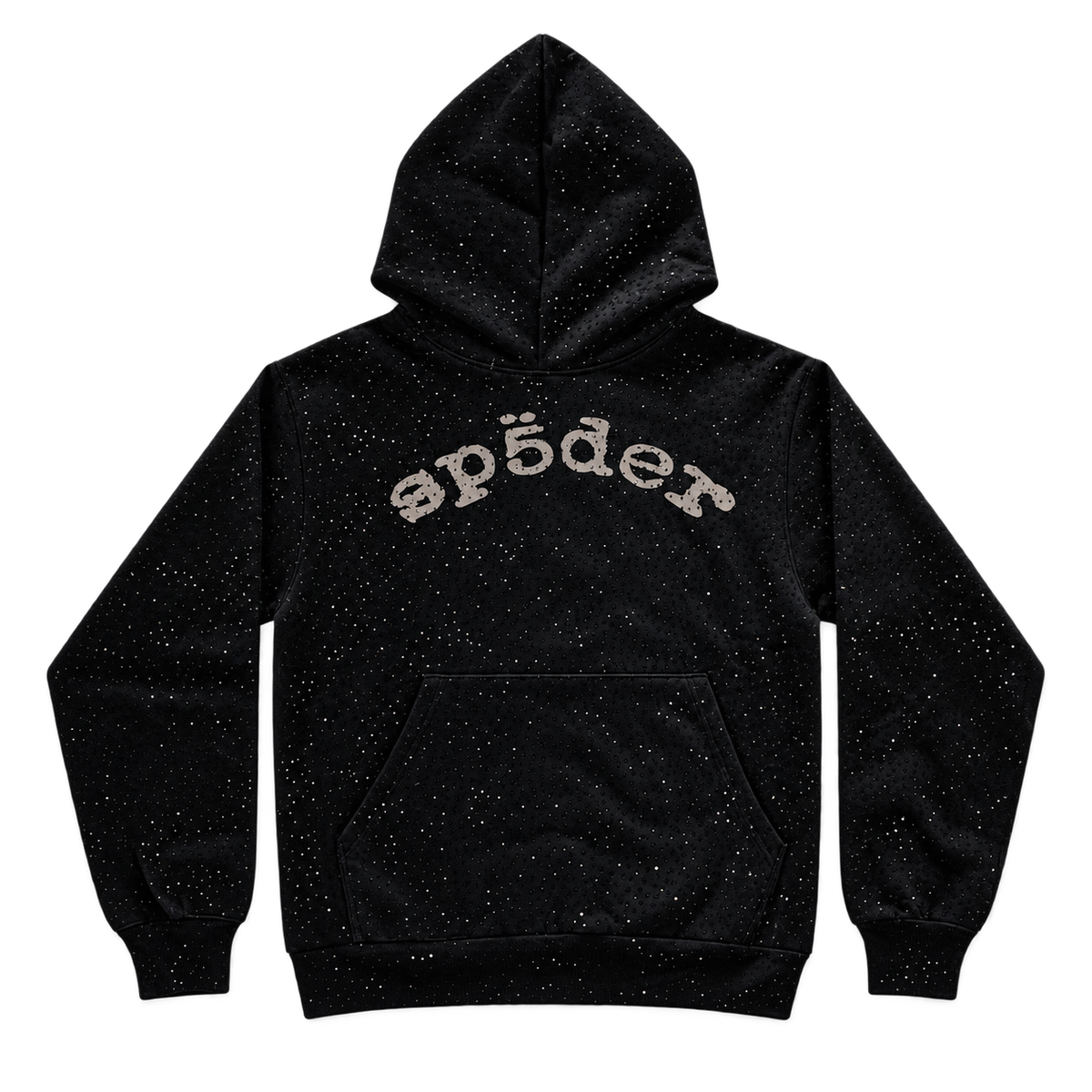 Rhinestone Logo Hoodie – Black